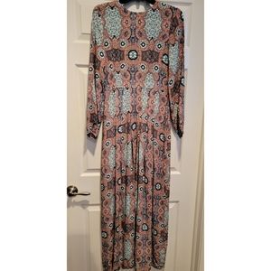 H&M long sleeve boho print maxi dress